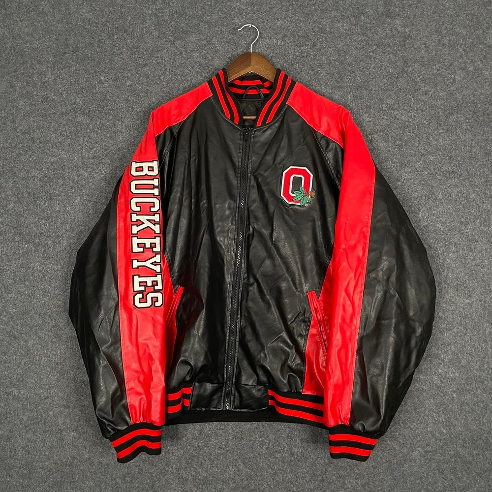 Vintage Ohio State Buckeyes Varsity Jacket Mens XL Steve & Barrys Faux Leather